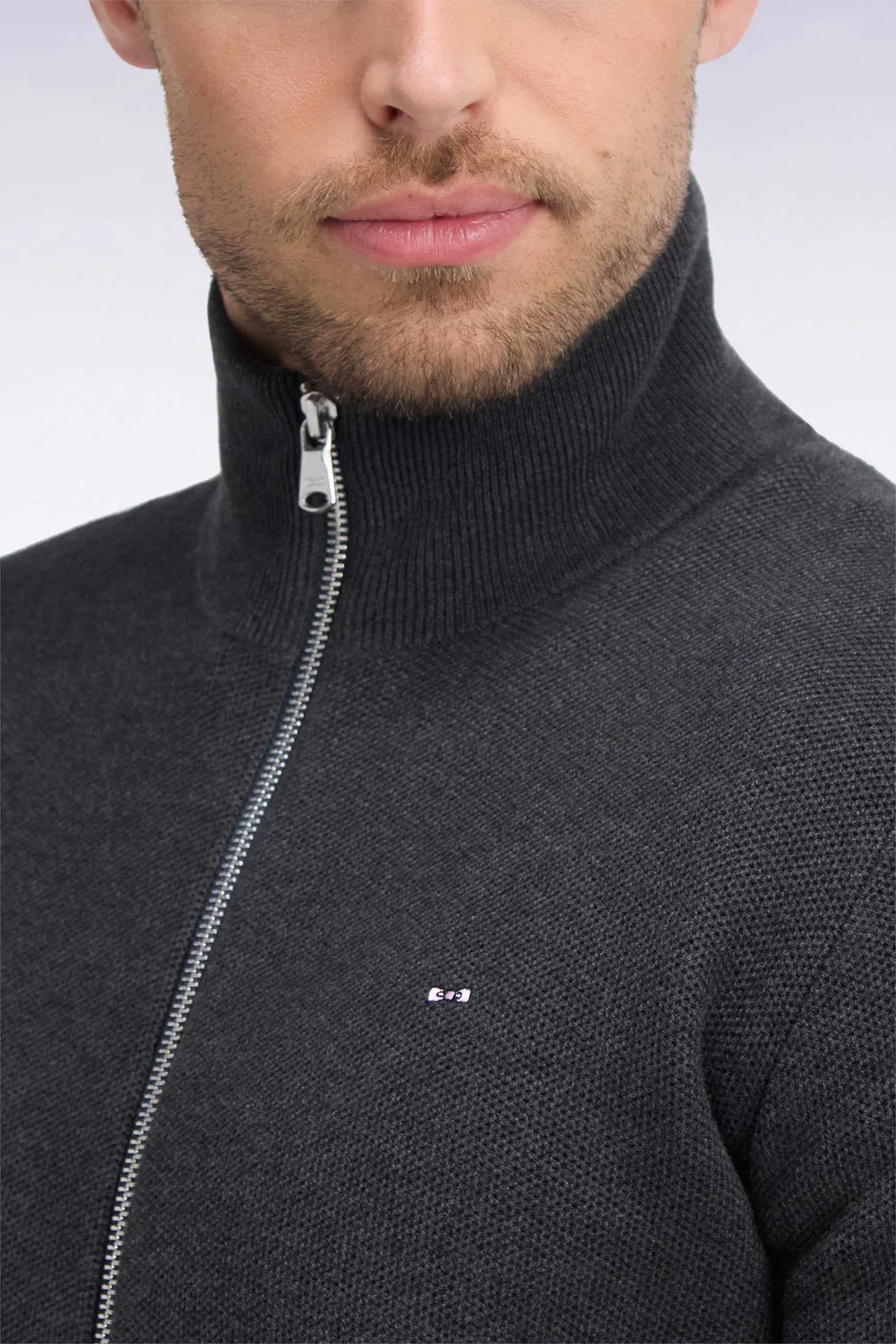 Eden Park H26MAICA0002 cardigan zippé coton gris anthracite
