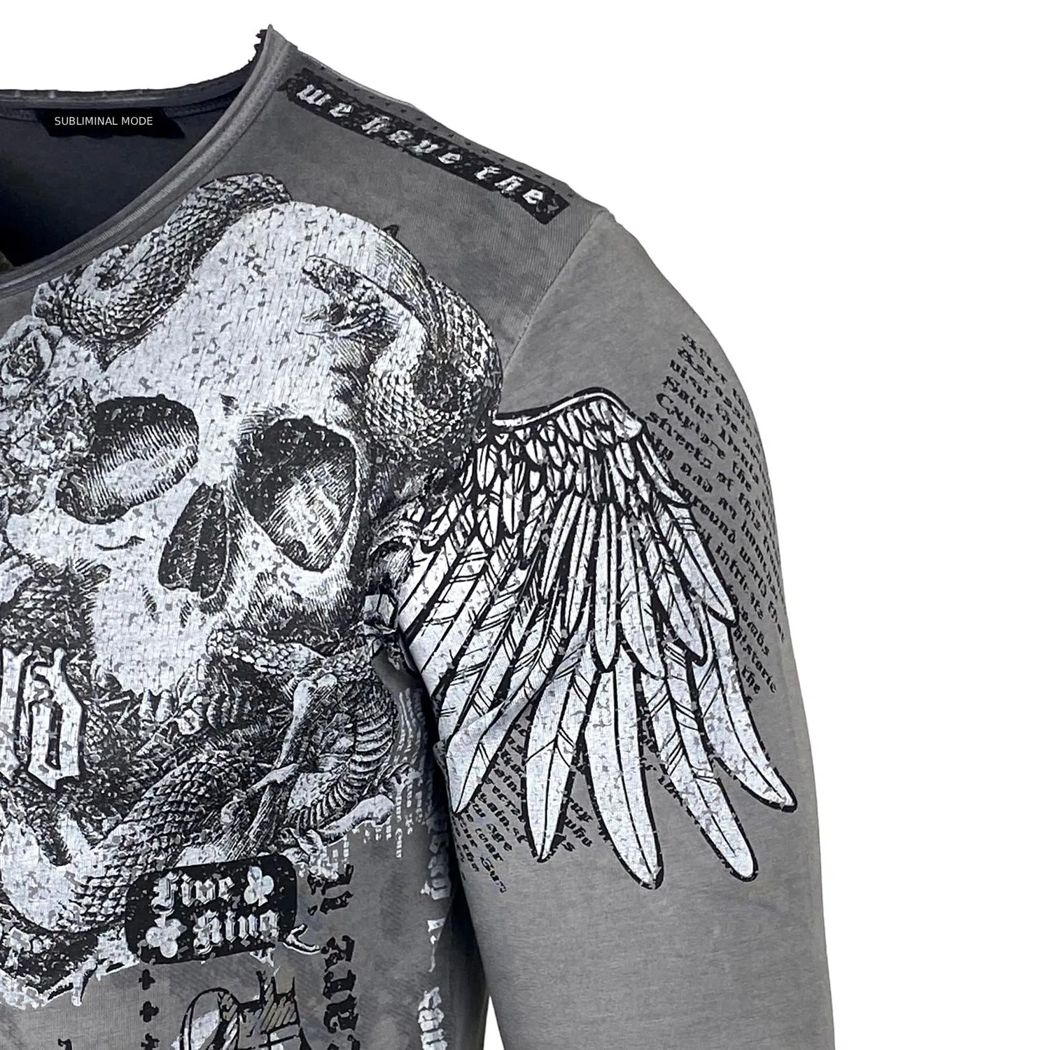 Subliminal Mode BX709 t-shirt homme col rond coton délavé