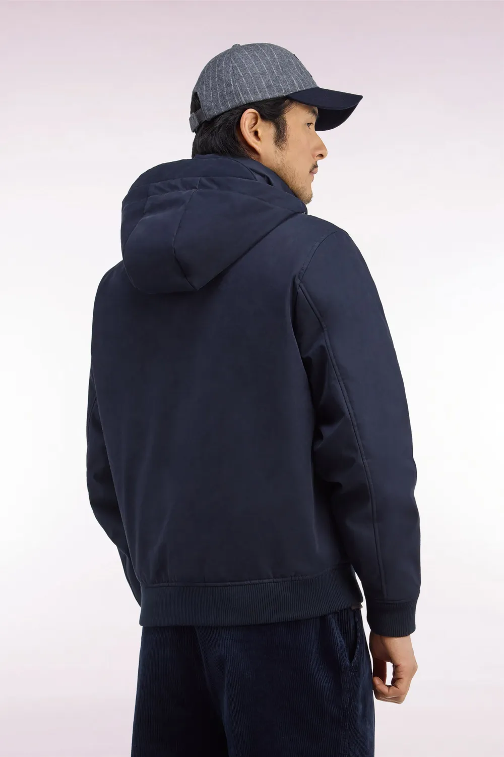 Eden Park blouson bimatière marine capuche amovible coupe droite
