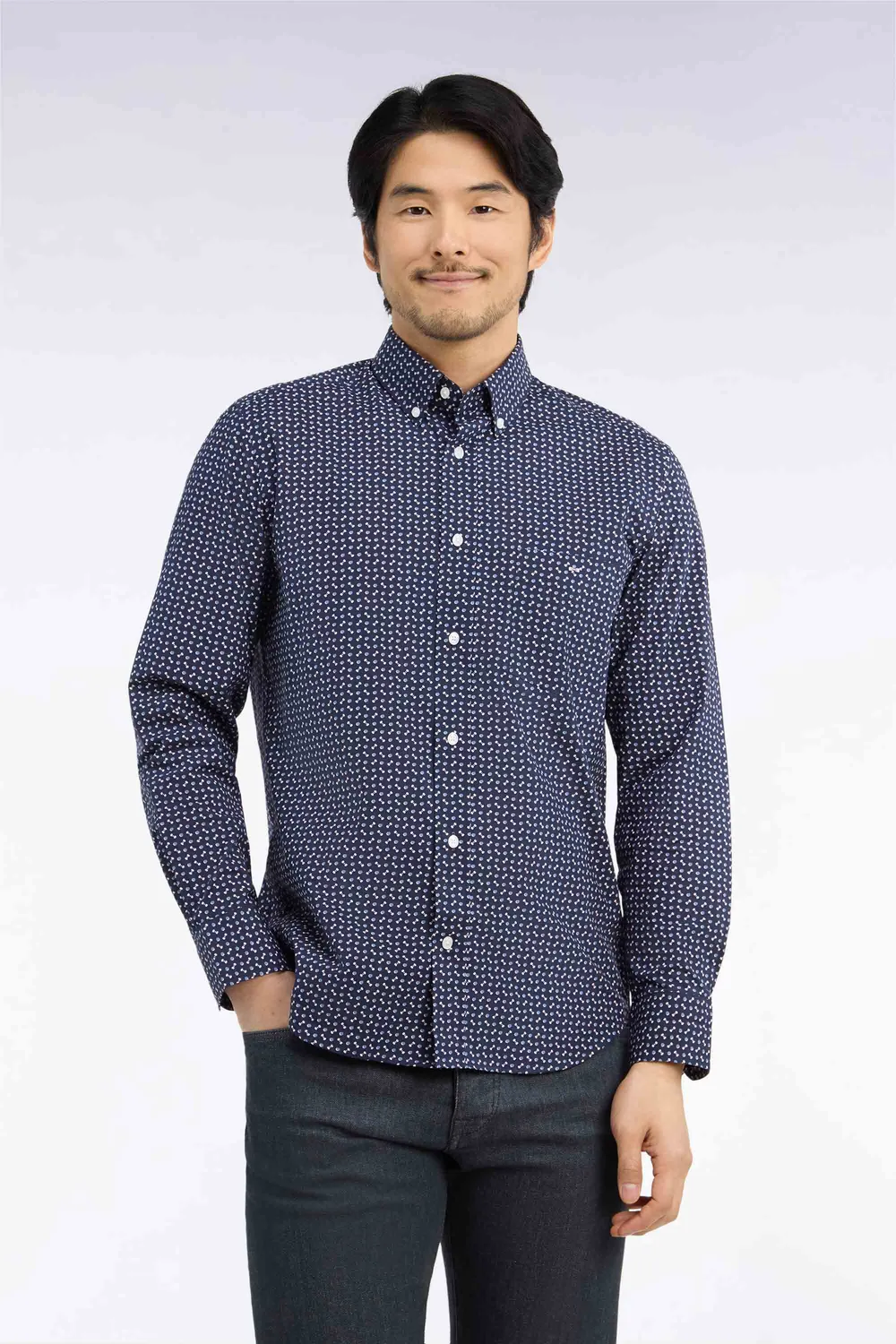Eden Park chemise marine coton micromotifs homme