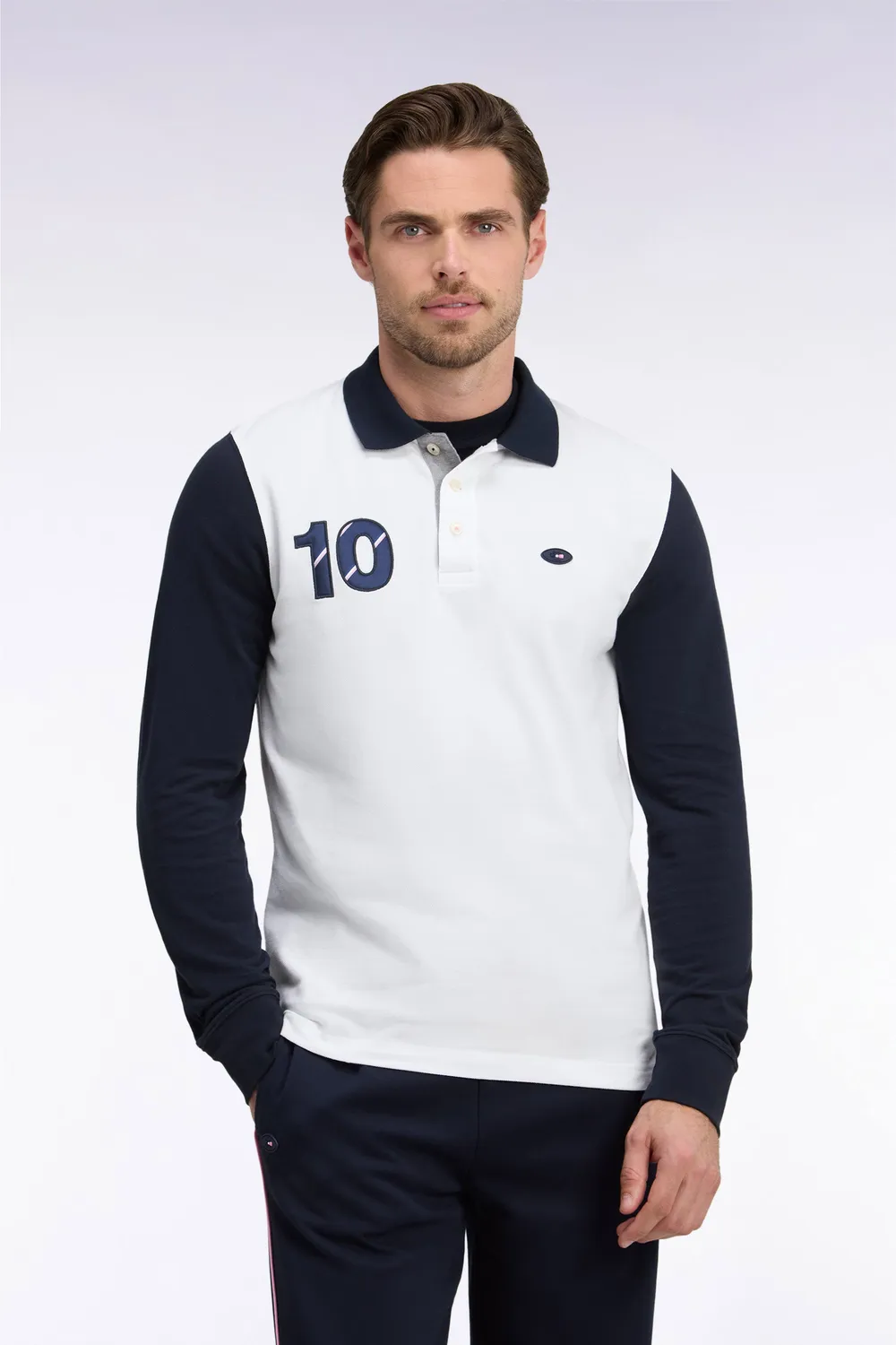 Eden Park XV France polo blanc manches longues coton