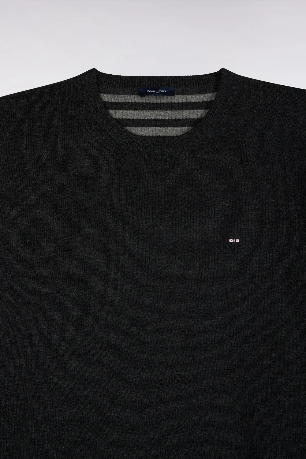 Eden Park pull col rond laine coton gris anthracite