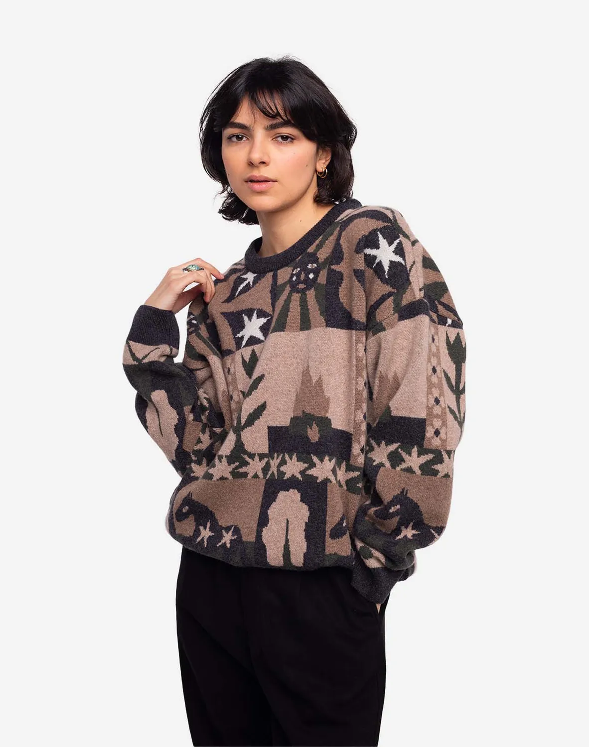 OLOW Brundy pull jacquard épais hiver
