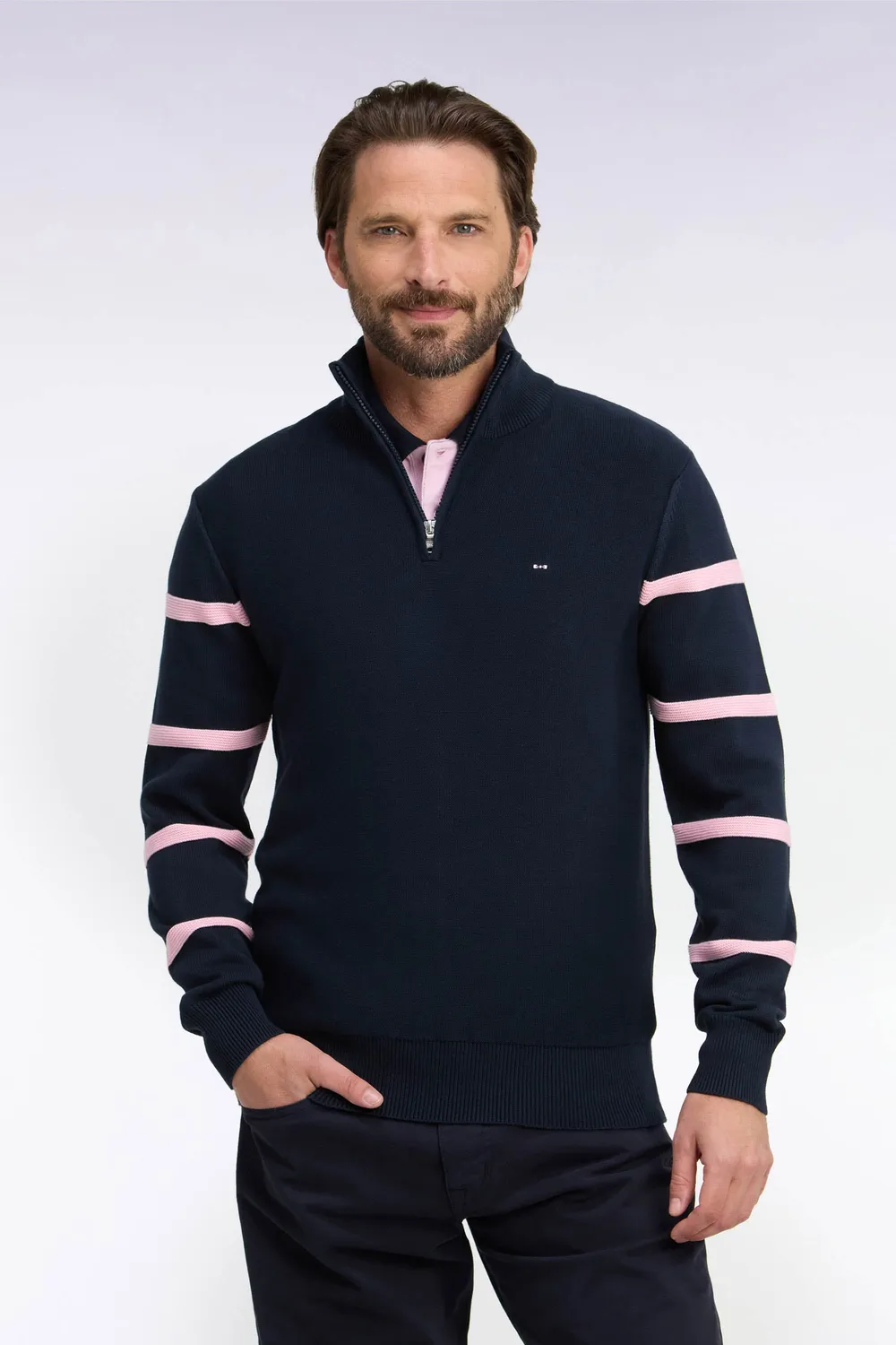 Eden Park Papillon H26MAIPU0085 pull zip marine rayé