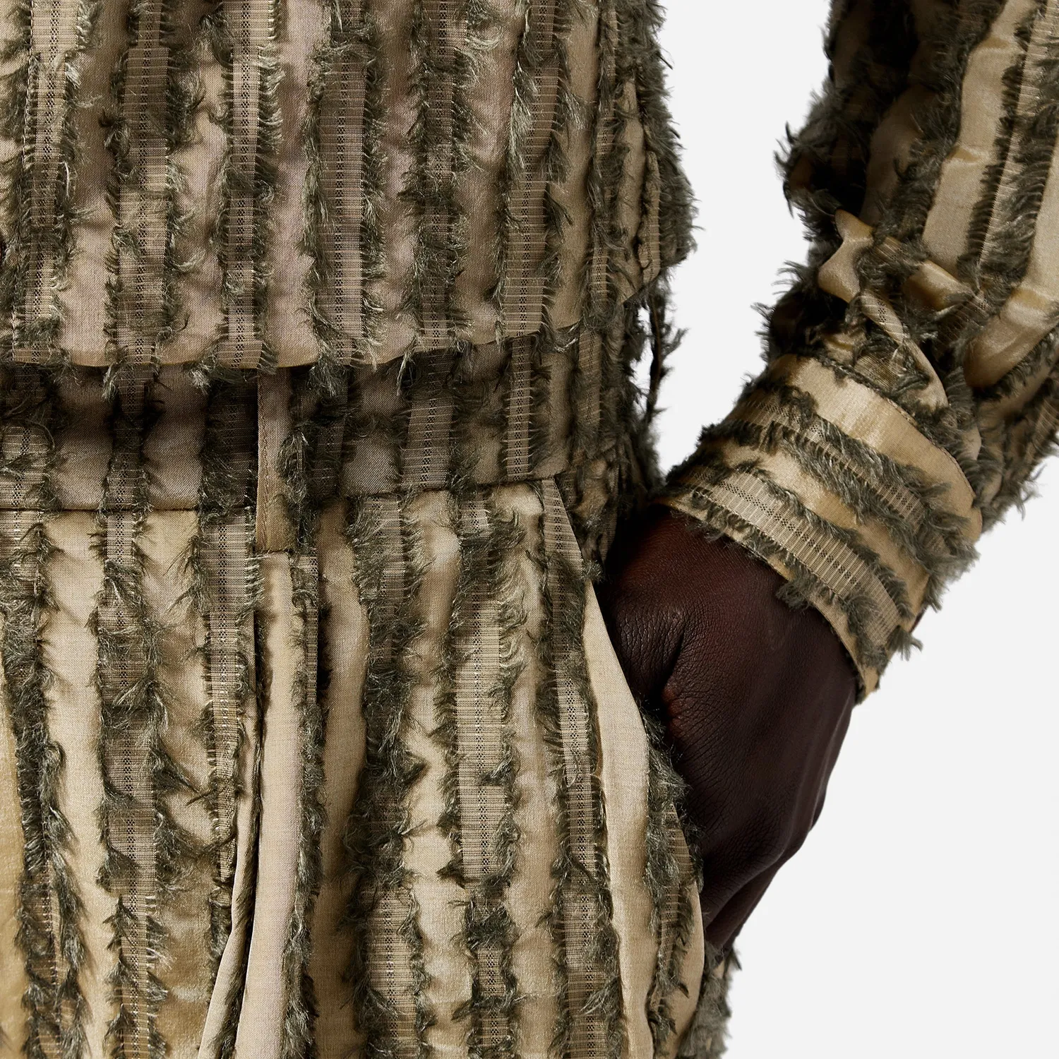 Labrum Olive Frayed Striped short homme olive rayé