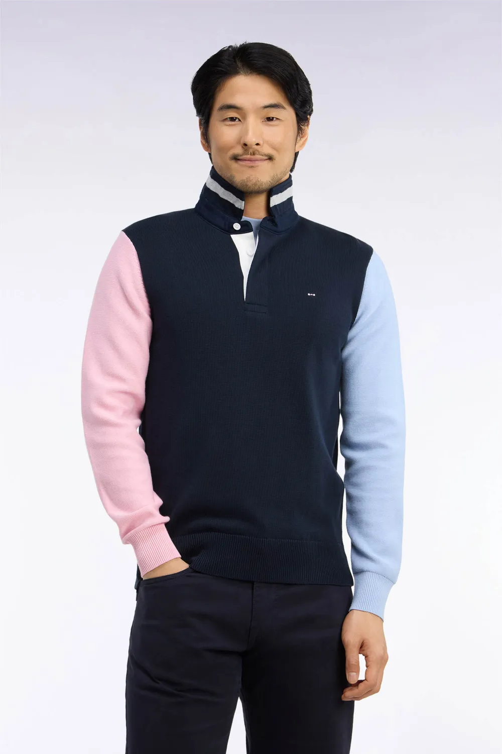 Eden Park pull col maillot coton tricolore regular