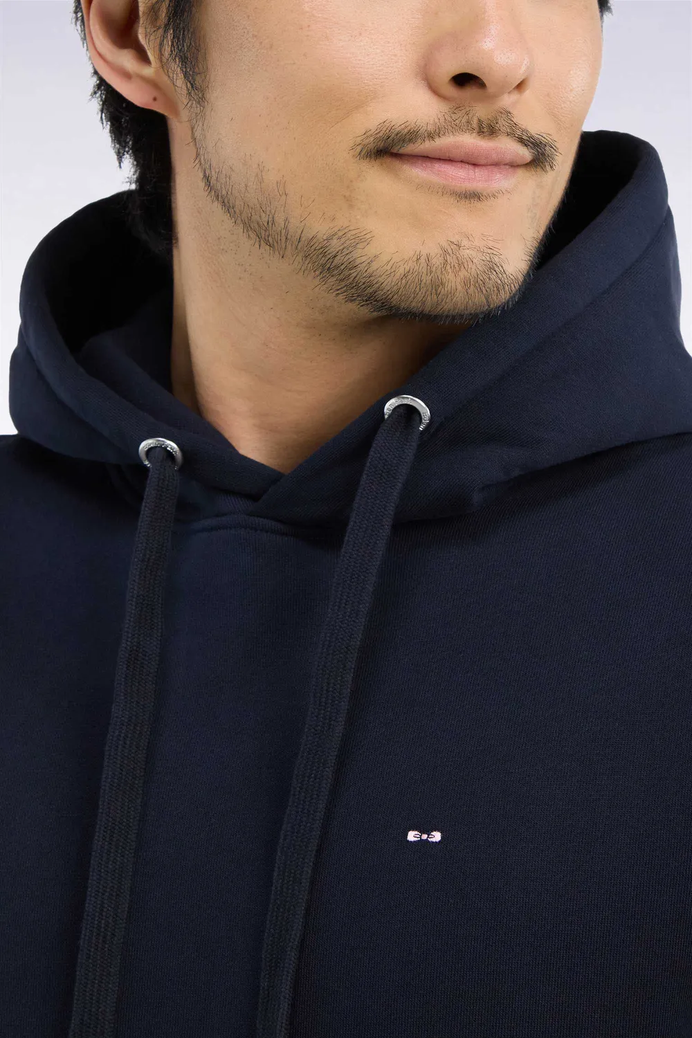 Eden Park sweat à capuche molleton coton marine coupe droite