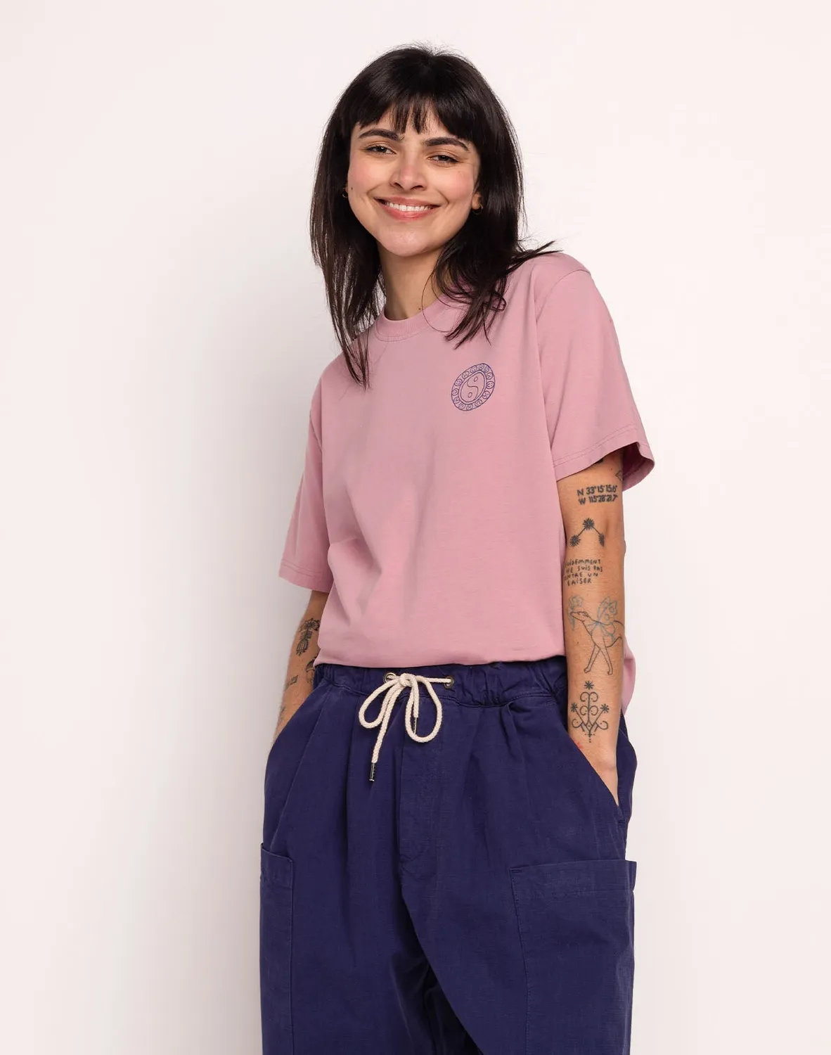 OLOW Taijitu T-shirt homme rose lila coton bio