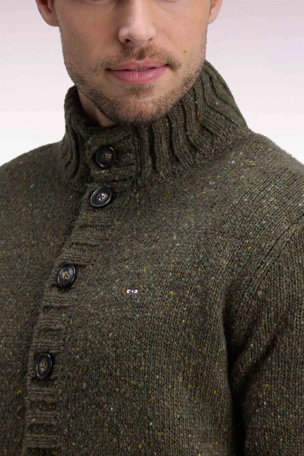 Eden Park Club Evolution cardigan maille kaki laine homme