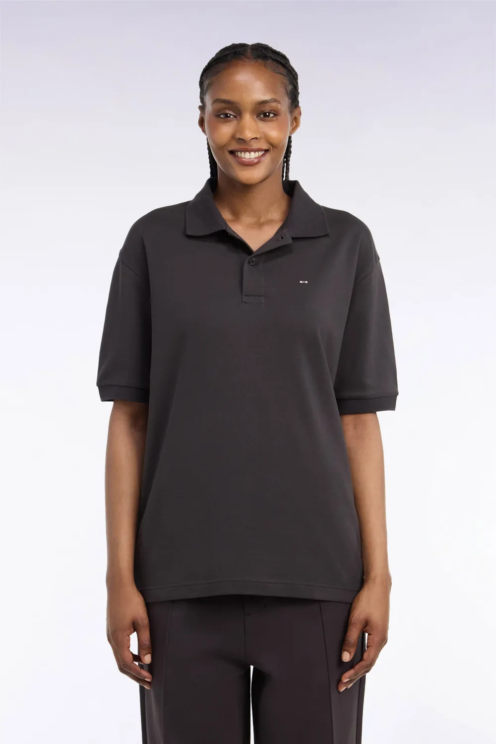 Eden Park polo interlock coton marron unisexe loose