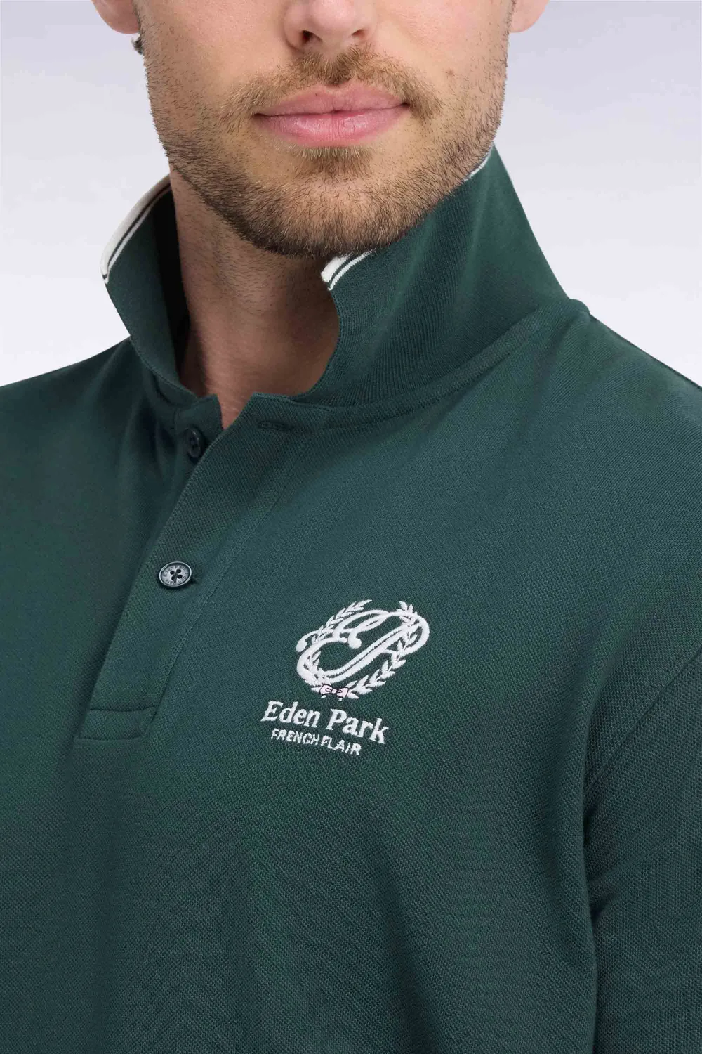 Eden Park Heritage polo coton vert écusson homme droit
