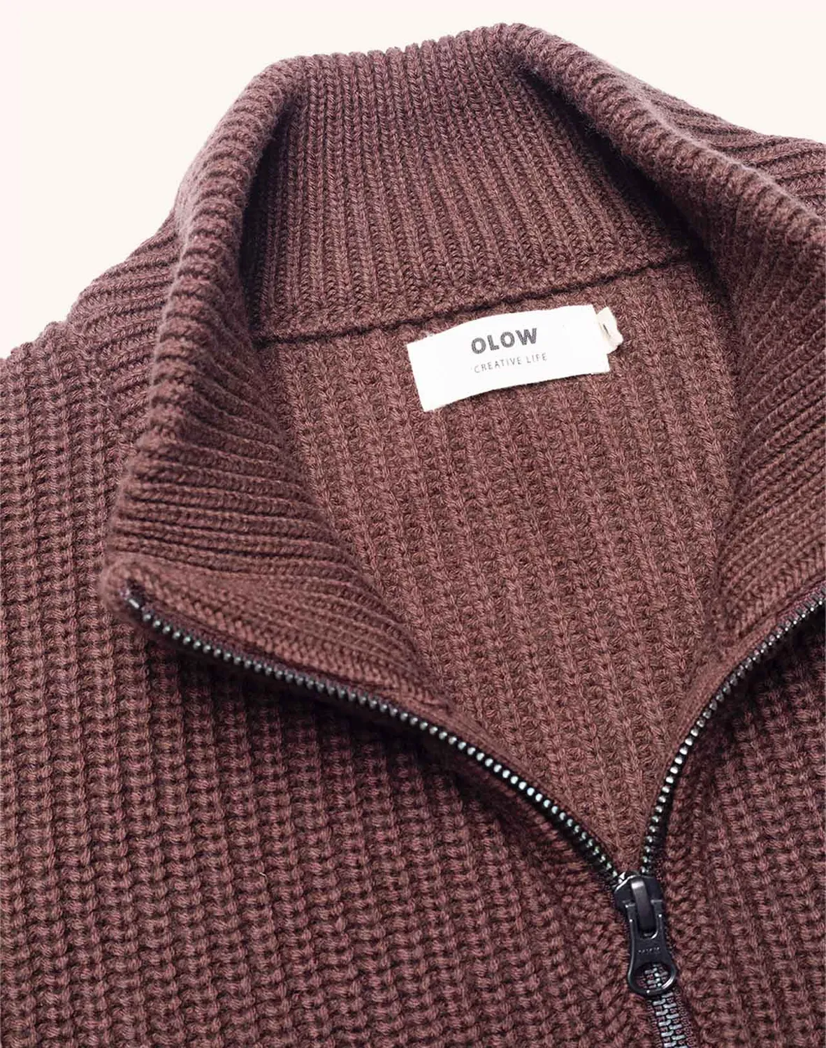 OLOW Banjo pull chocolat col camionneur en laine
