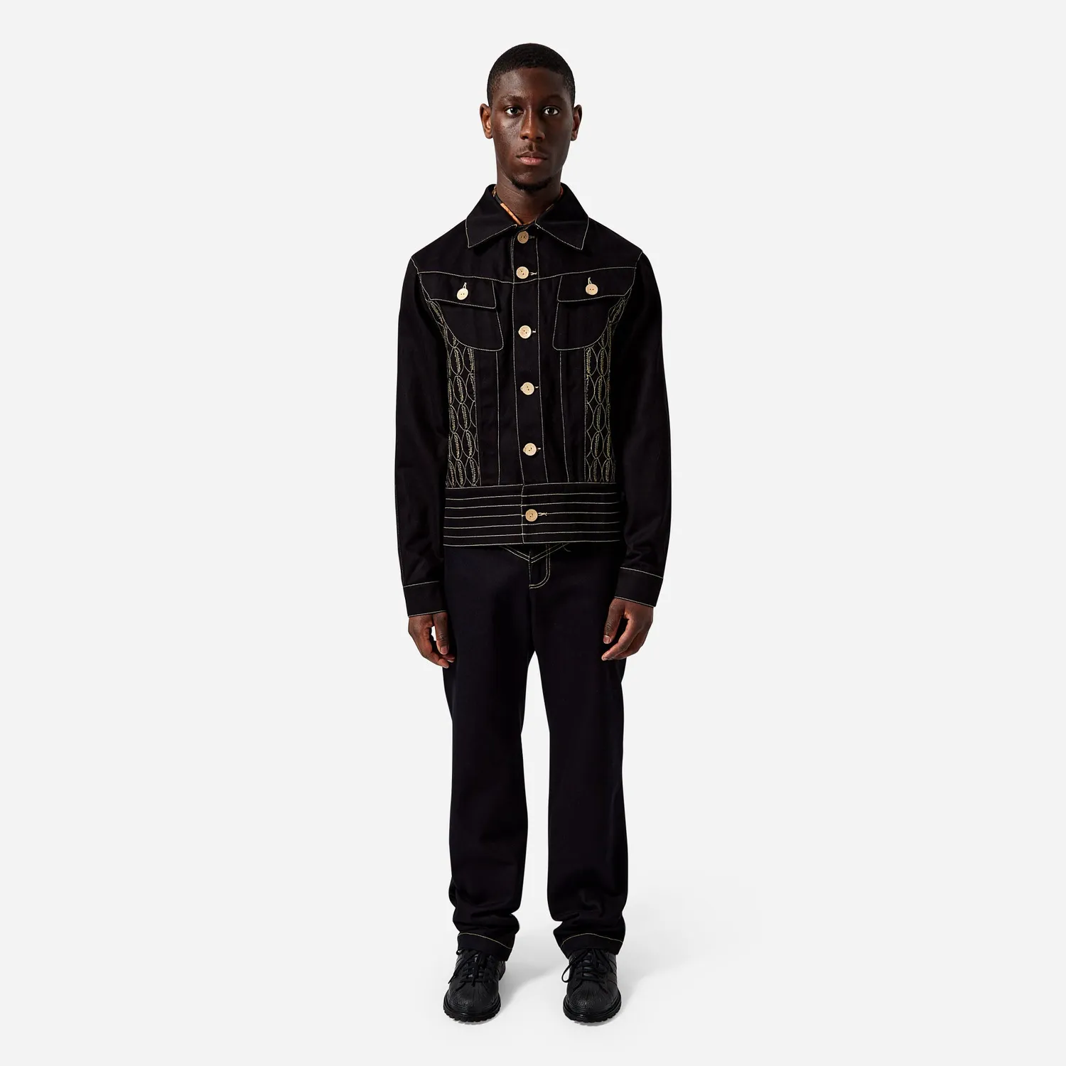 Labrum Black Label veste homme work denim noir brodé
