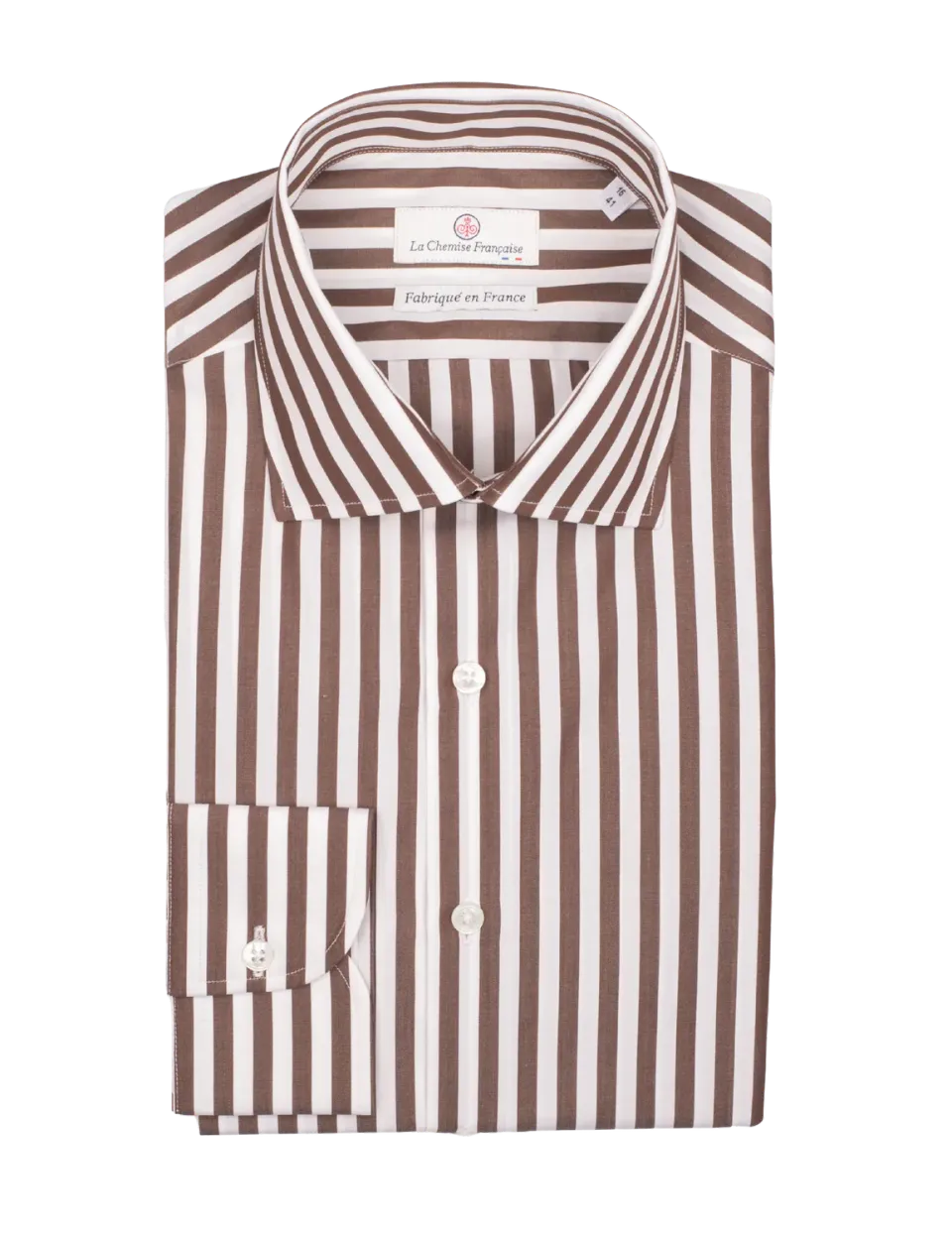 La Chemise Française Rayure Chocolat 7mm chemise homme col italien