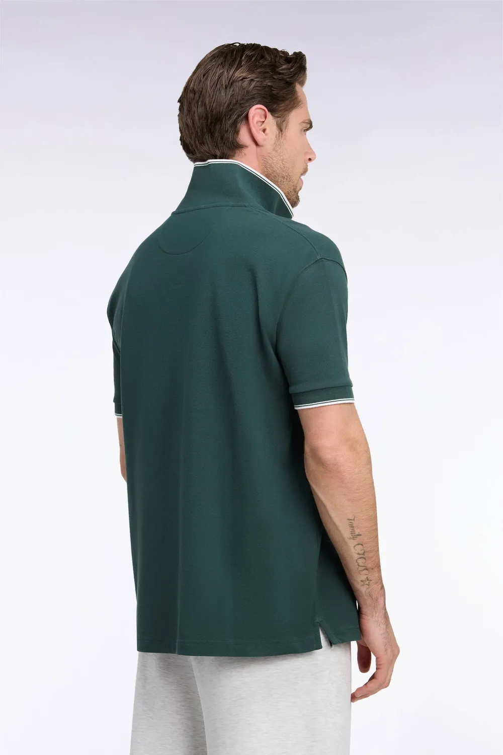 Eden Park Heritage polo coton vert écusson homme droit