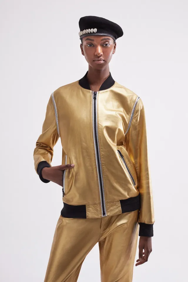 French Deal Essentiel veste cuir agneau doré