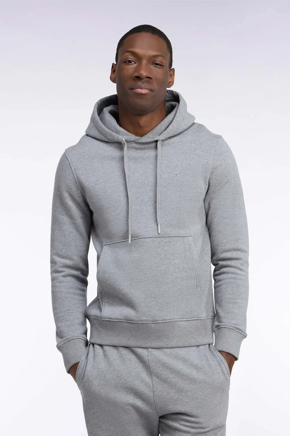 Eden Park sweat capuche molleton gris coupe droite