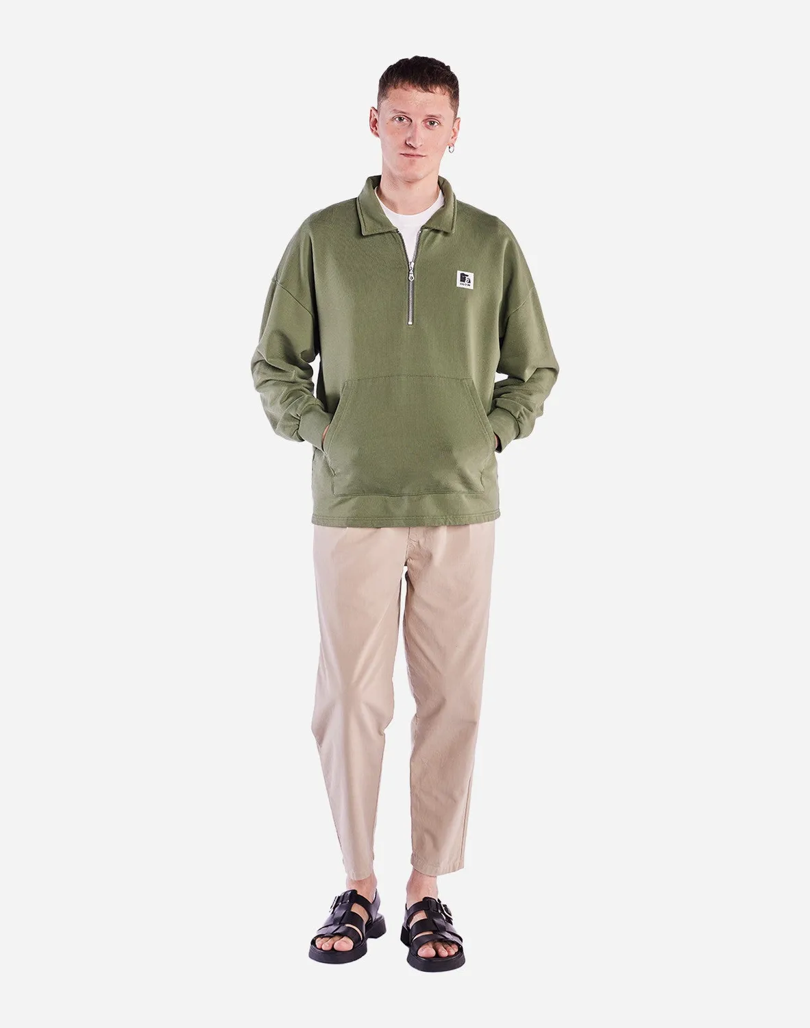 OLOW Manso sweat zippé vert olive coton bio