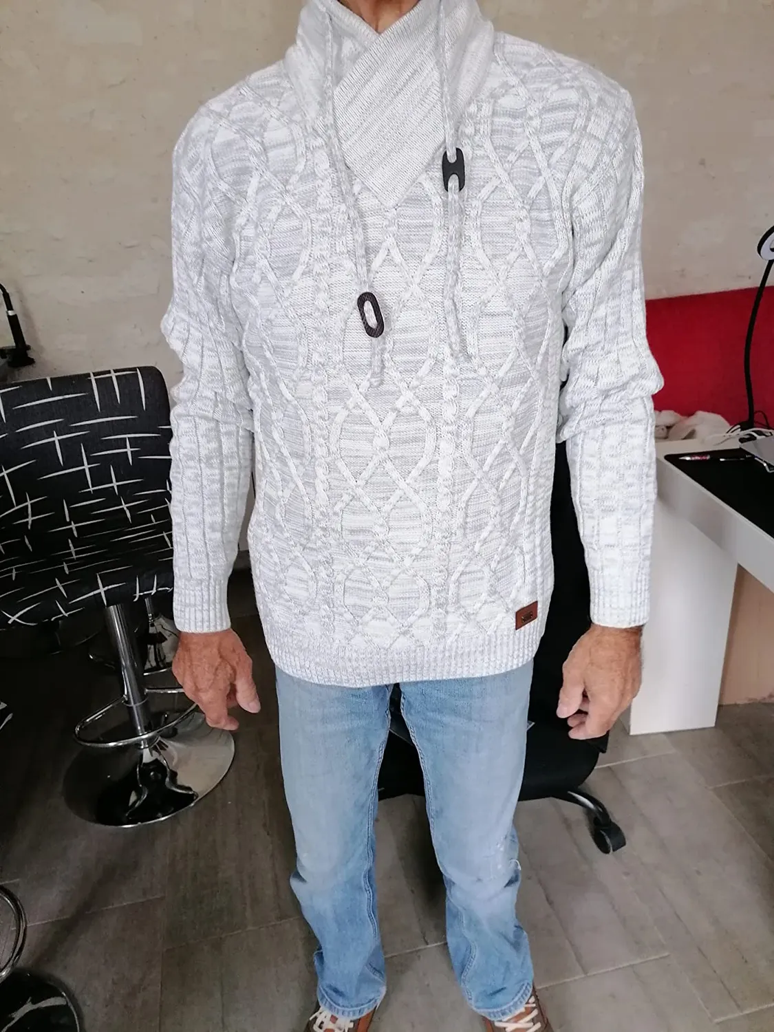 Subliminal Mode BX292 pull homme col montant bleu