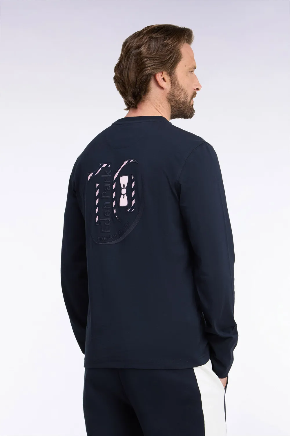 Eden Park t-shirt manches longues coton marine droit
