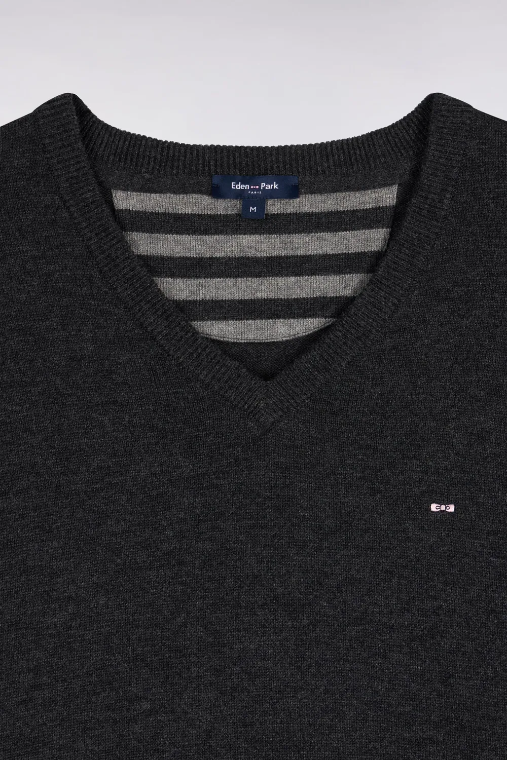 Eden Park pull col V laine coton gris foncé