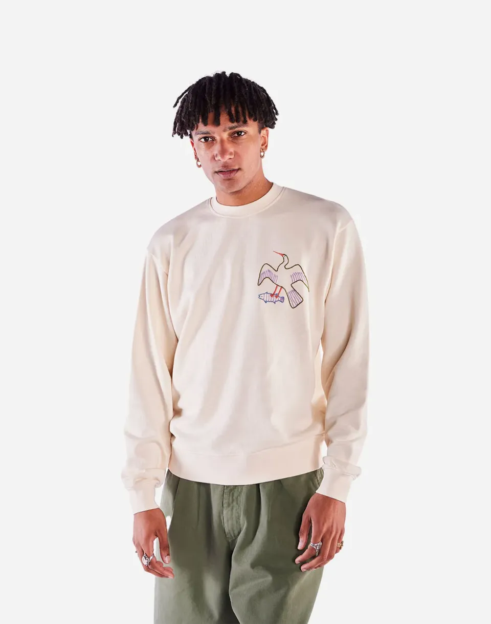 Olow Bude sweat ivoire coton bio brodé