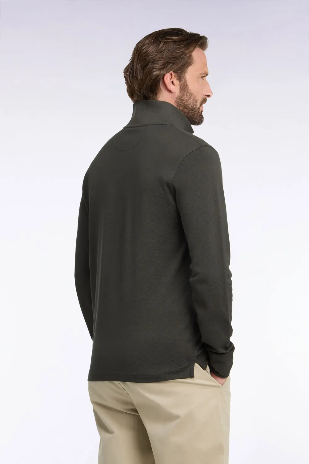 Eden Park polo manches longues kaki polo droit coton Pima