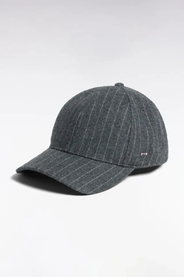 Eden Park Club H26CHACA0014 casquette grise drap de laine rayé