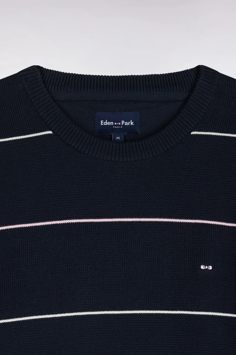 Eden Park pull col rond coton rayé marine coupe droite