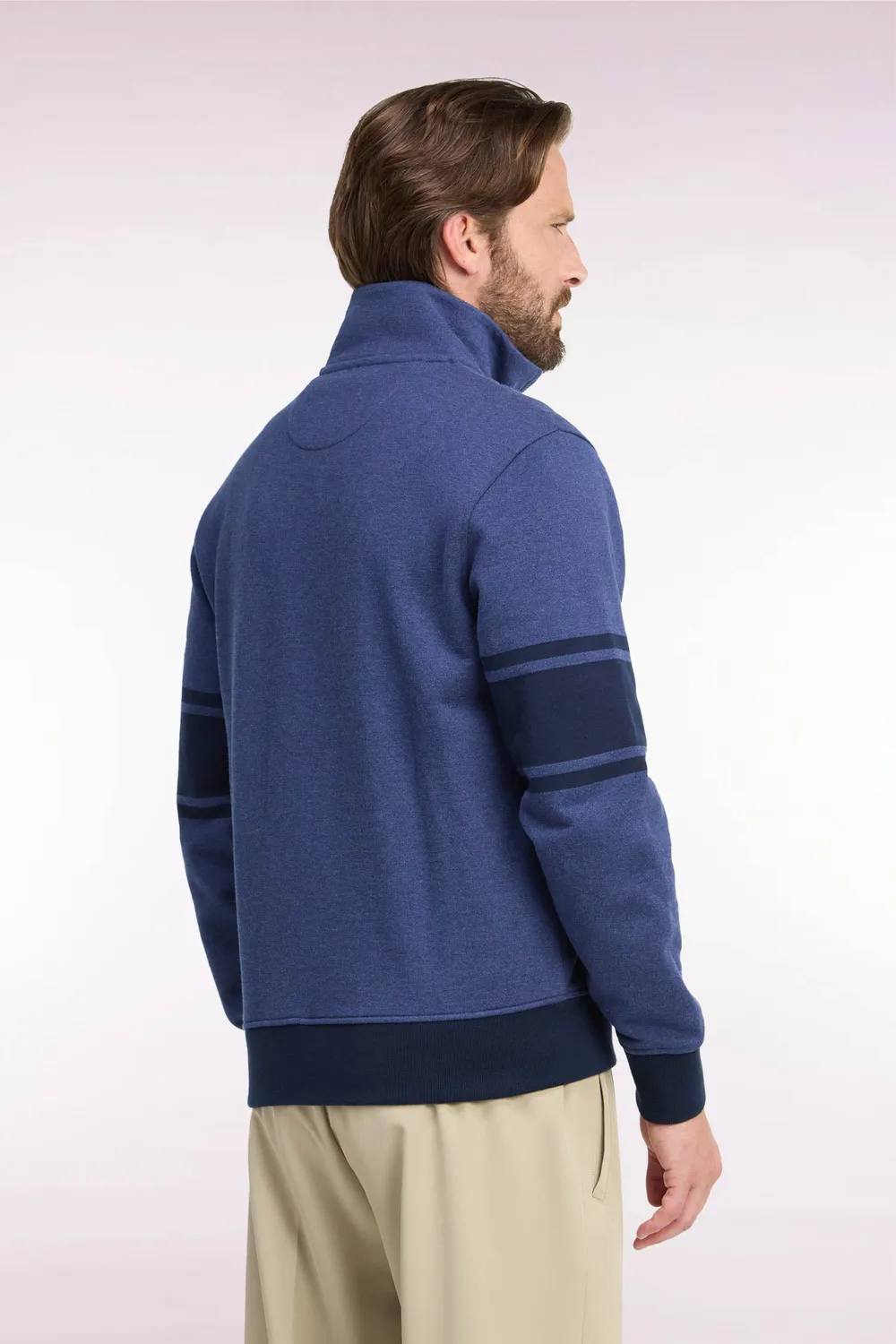 Eden Park Sweat Zippé Molleton Coton Chiné Col Camionneur