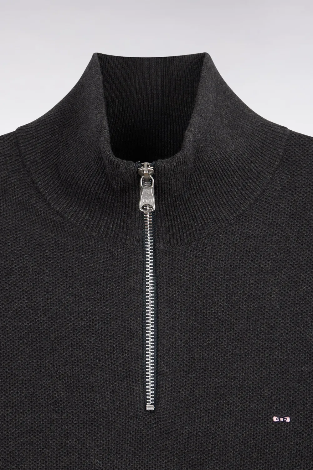 Eden Park pull col camionneur gris foncé pull droit coton