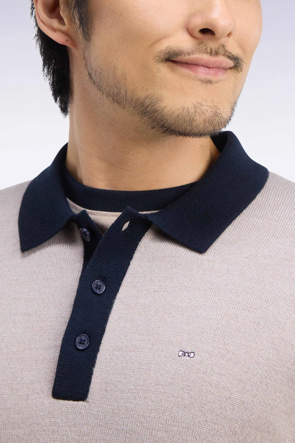 Eden Park pull col polo H26MAIPU0036 beige mérinos