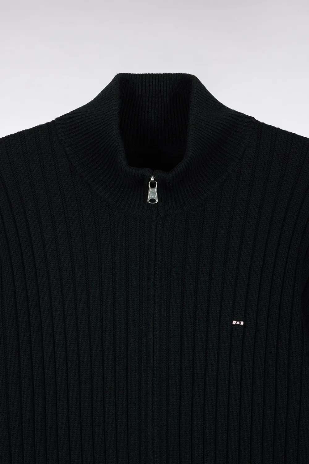 Eden Park cardigan zippé col camionneur noir laine coton