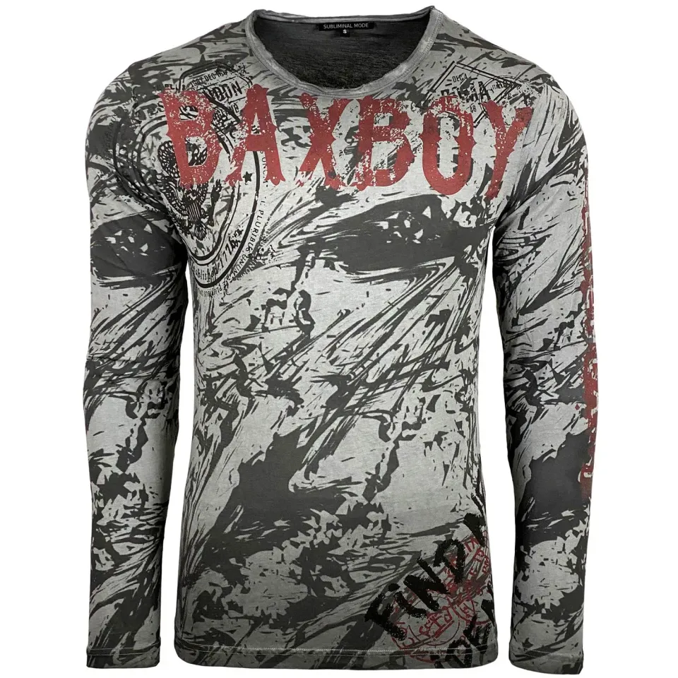 Subliminal Mode BX701 t-shirt homme gris foncé manches longues