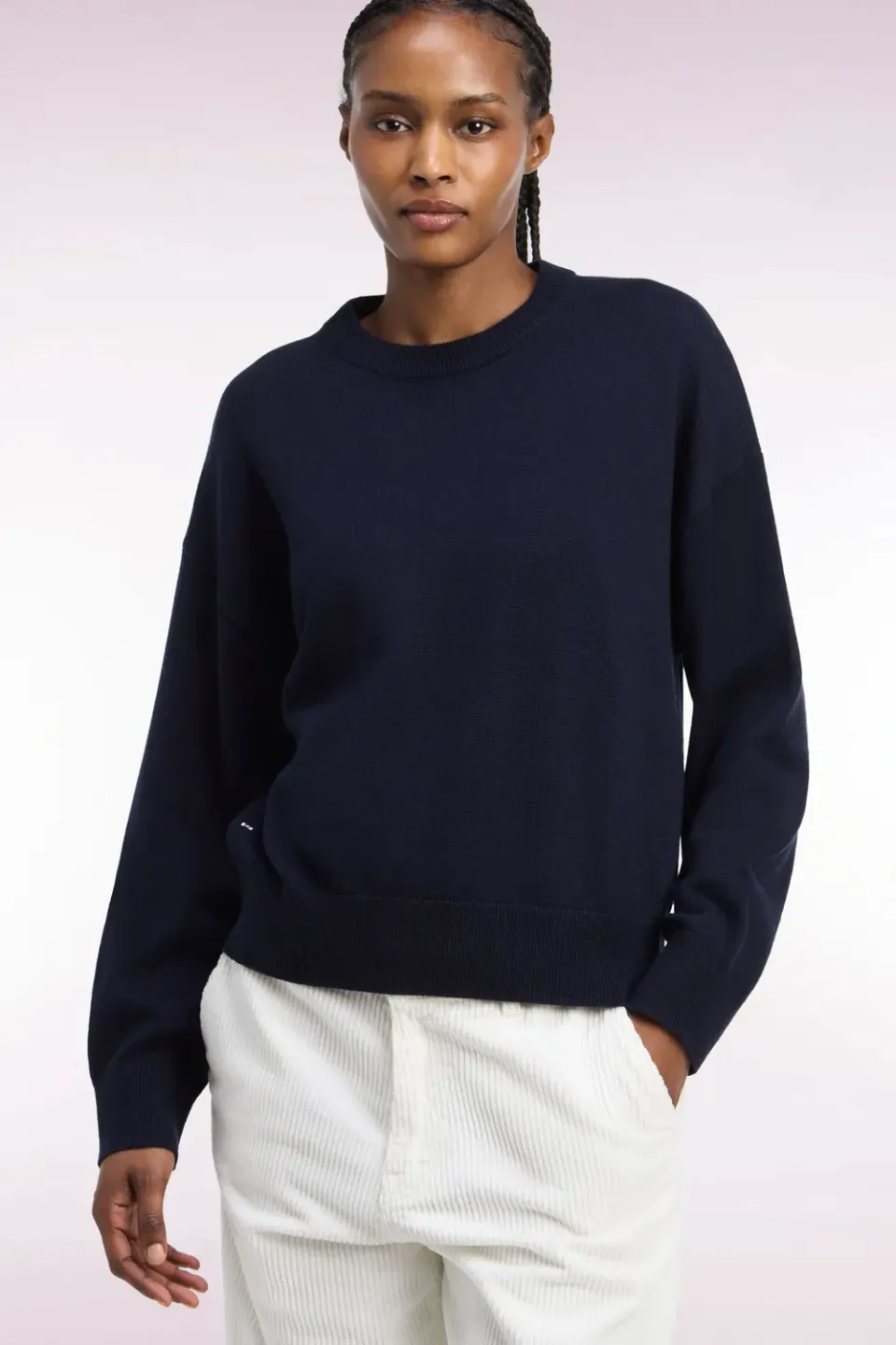 Eden Park pull col rond marine laine coton femme oversized