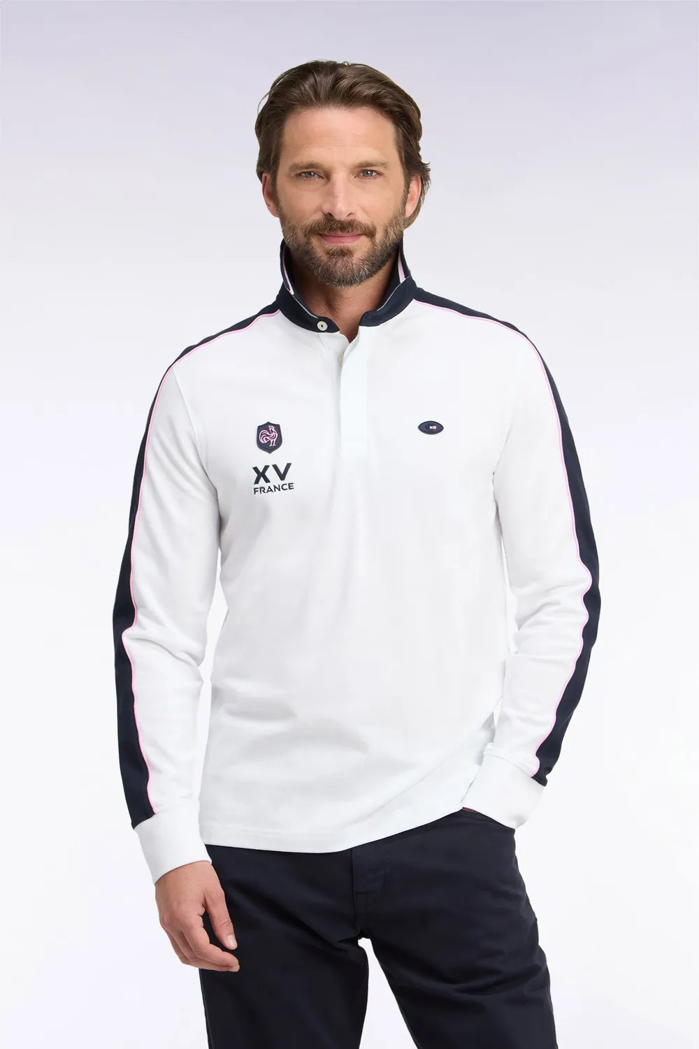Eden Park H26MAIPL0009 polo manches longues XV de France blanc