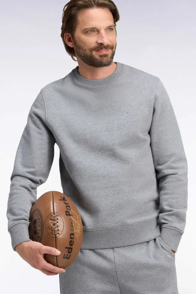 Eden Park sweat col rond gris molleton coton droit