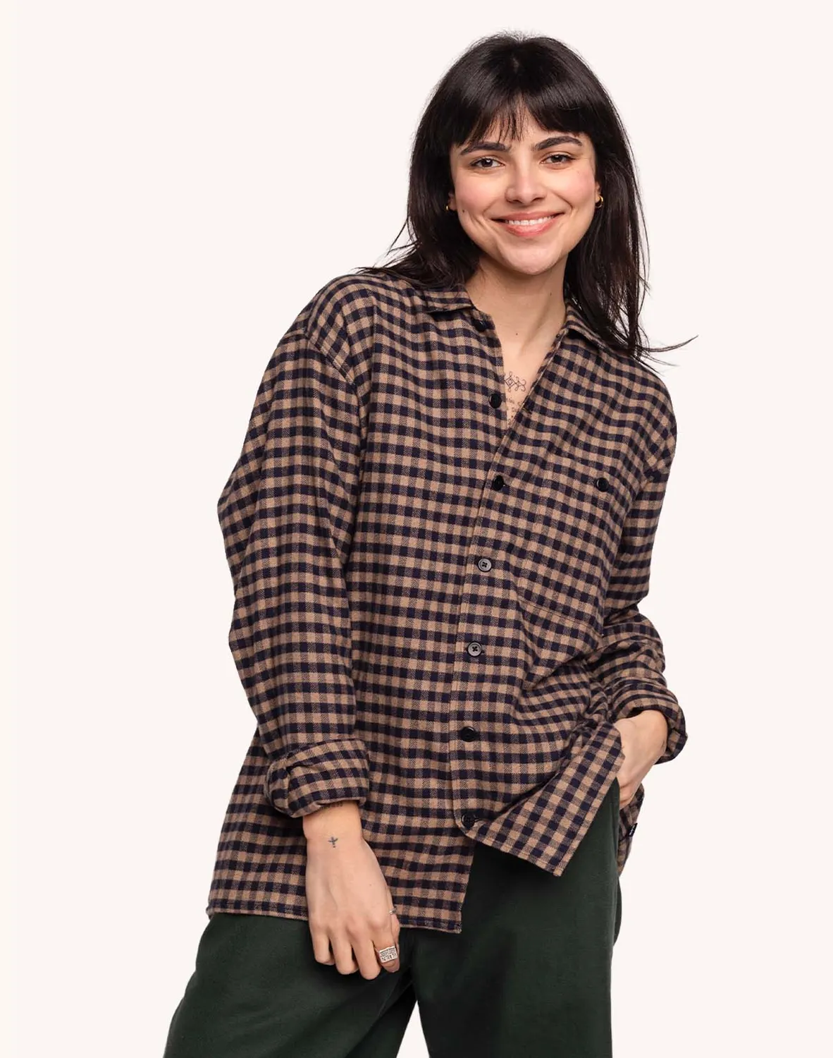 OLOW Decré Wick chemise marron bleu flanelle coton