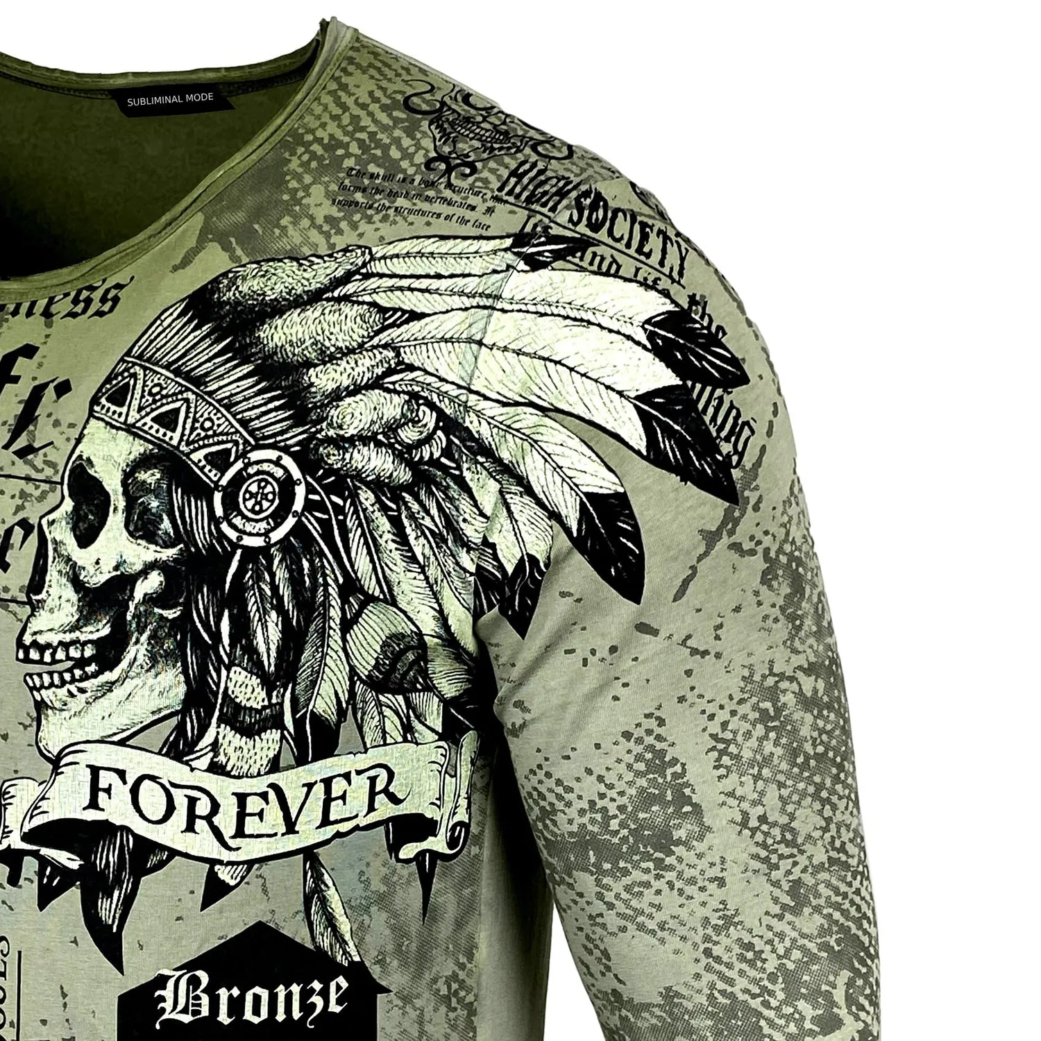 Subliminal Mode BX708 t-shirt homme col rond vintage coton délavé