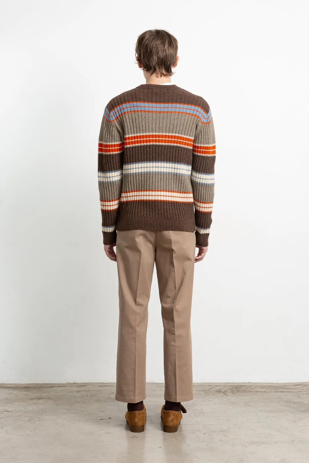 Edmmond Studios Carve Sweater pull rayé orange texturé