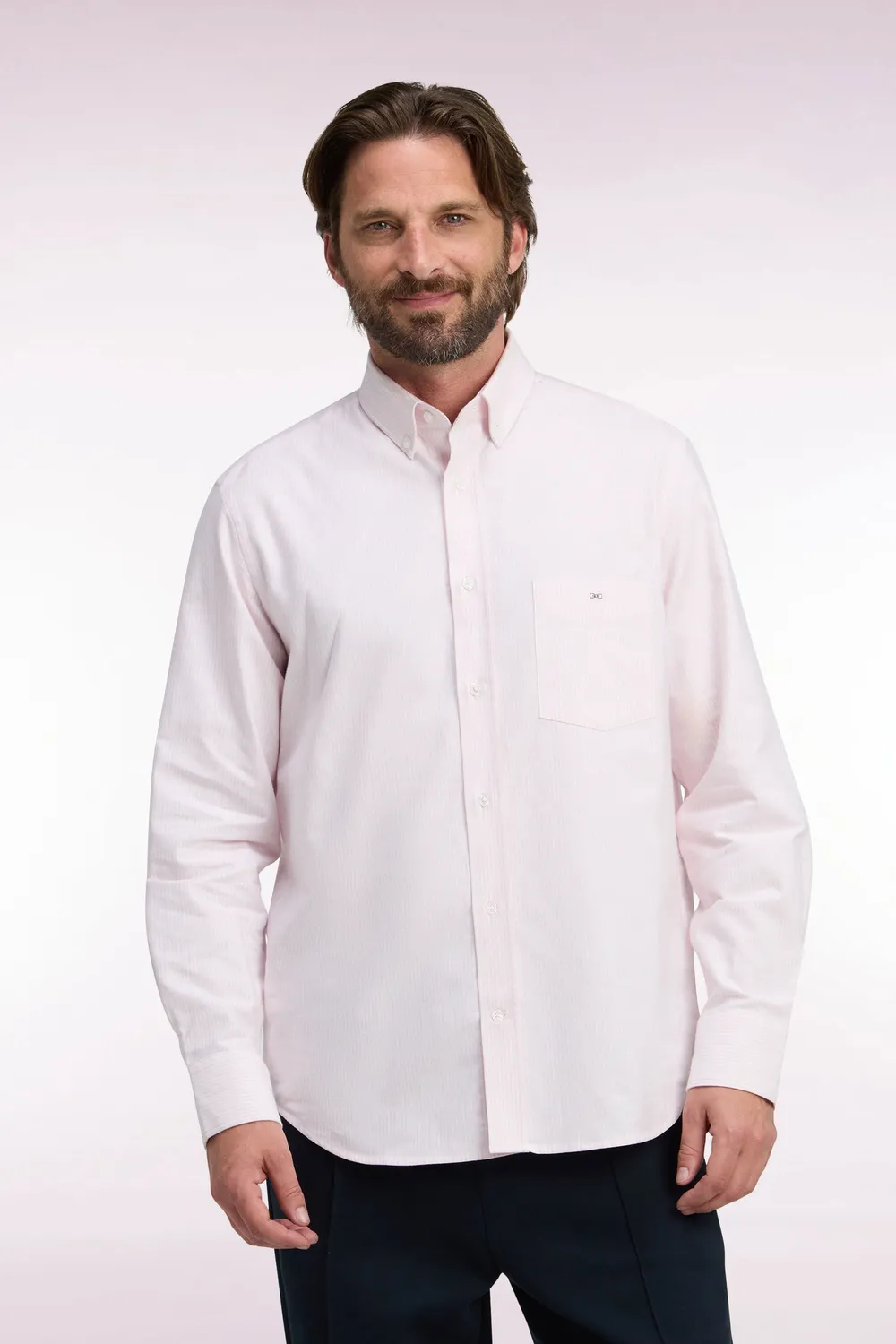 Eden Park chemise rayures bâtons rose coupe droite