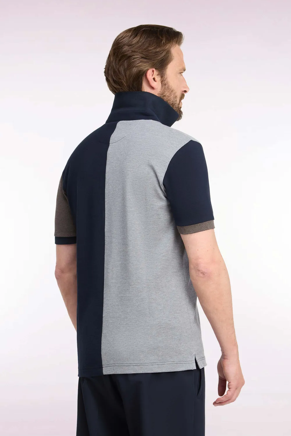Eden Park polo tricolore homme coton gris coupe droite