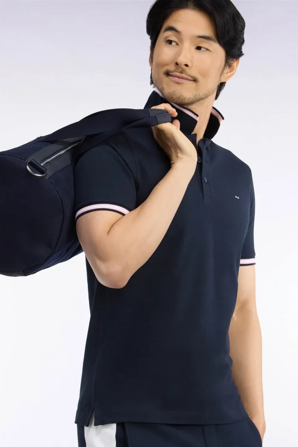 Eden Park polo manches courtes piqué coton marine coupe droite