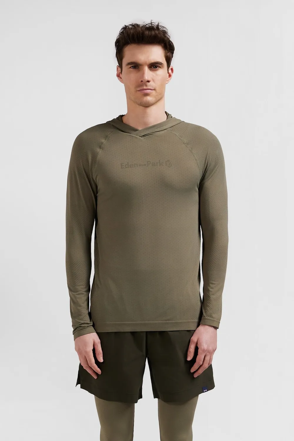 Eden Park sweat capuche kaki manches cerclées