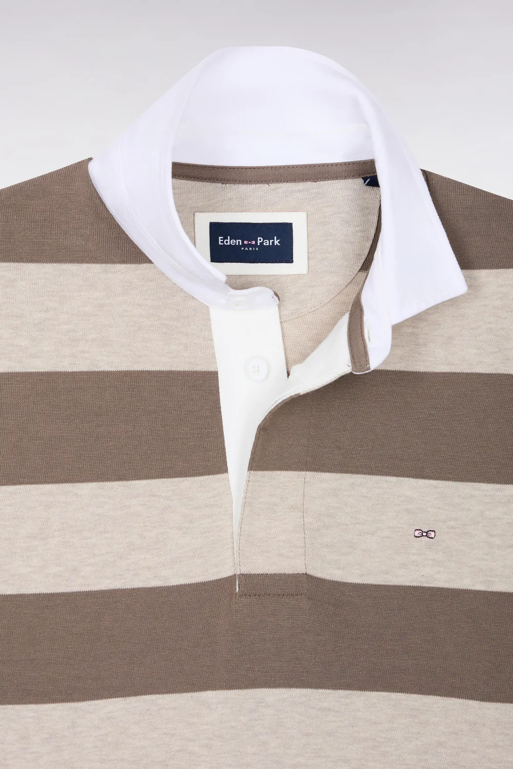 Eden Park Club Classique maillot rayé beige coton