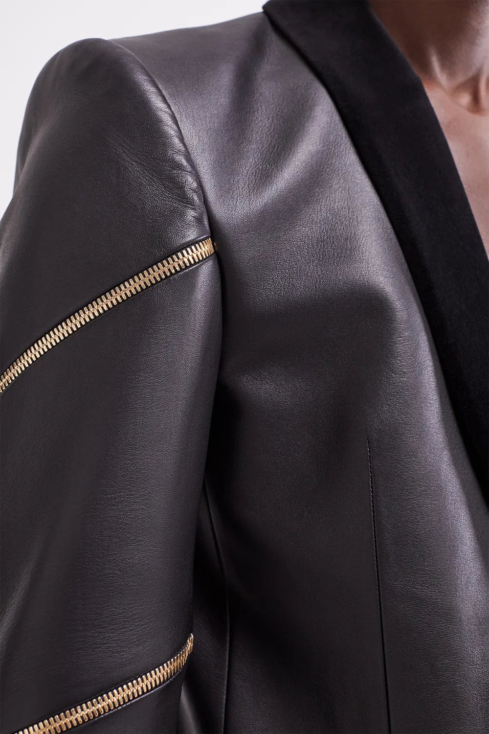 French Deal Ashanti veste cuir agneau zip doré