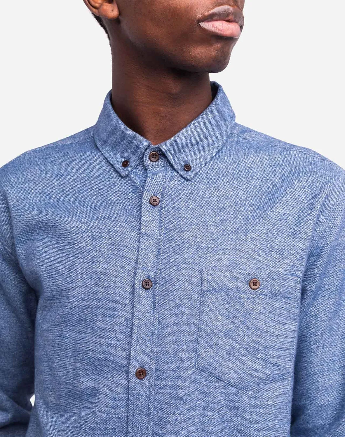 OLOW Classico Barneville chemise flanelle bleu chiné coton