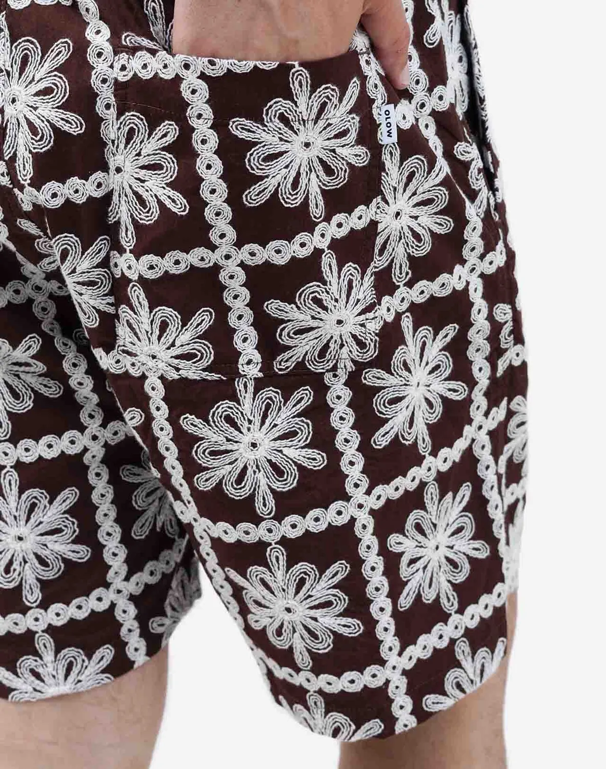 OLOW Gujo short marron broderie coton