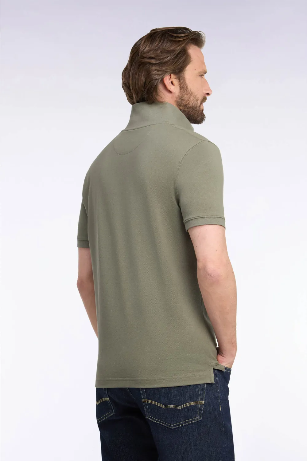 Eden Park polo Pima kaki manches courtes coupe droite