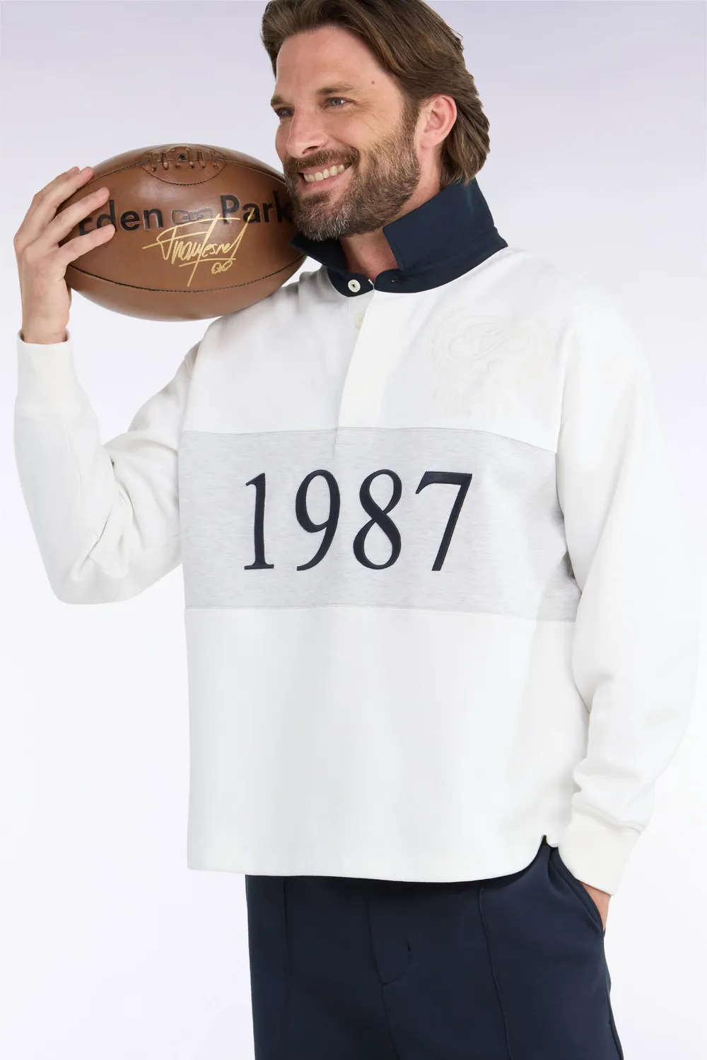 Eden Park sweatshirt interlock écru chiné loose unisexe